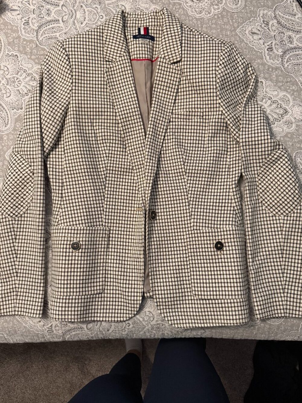 Tommy Hilfiger Plaid Blazer Women’s 10 Elbow Patch Preppy